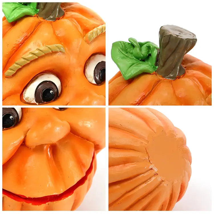 Hand-painted Halloween pumpkin resin figurine with expressive monster face for outdoor garden and tabletop decor — view 4