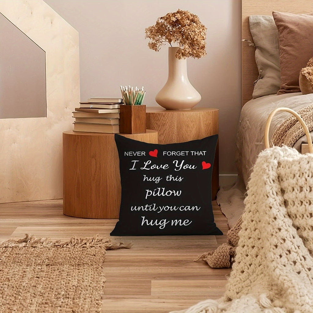 I Love You hug throw pillow cover, soft plush polyester romantic cushion for home decor — view 4