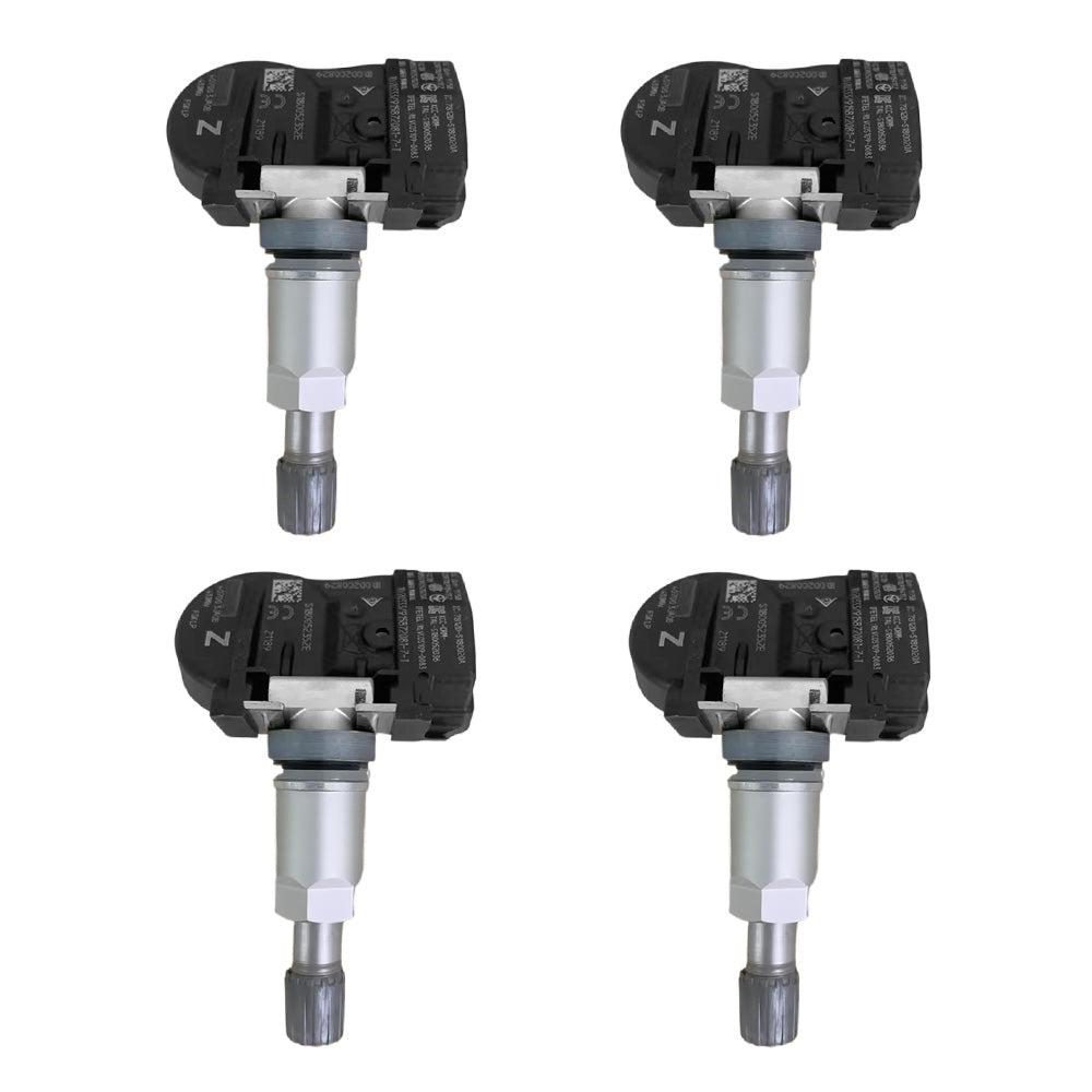 Four piece tire pressure sensor kit featuring durable replacement components and precise vehicle monitoring