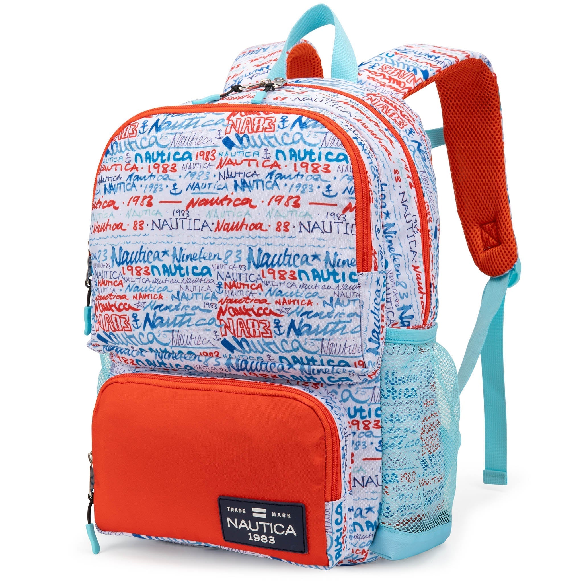 Nautica graffiti print kids backpack with padded straps and multiple compartments for kindergarten and elementary school