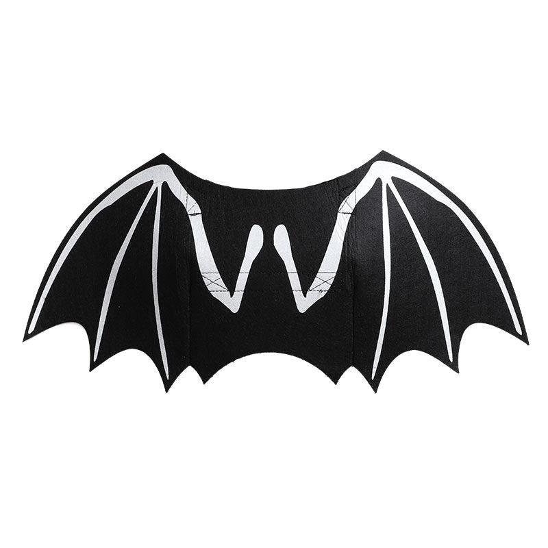 Black felt luminous bat wings dog costume glowing in the dark for Halloween pet apparel — view 4