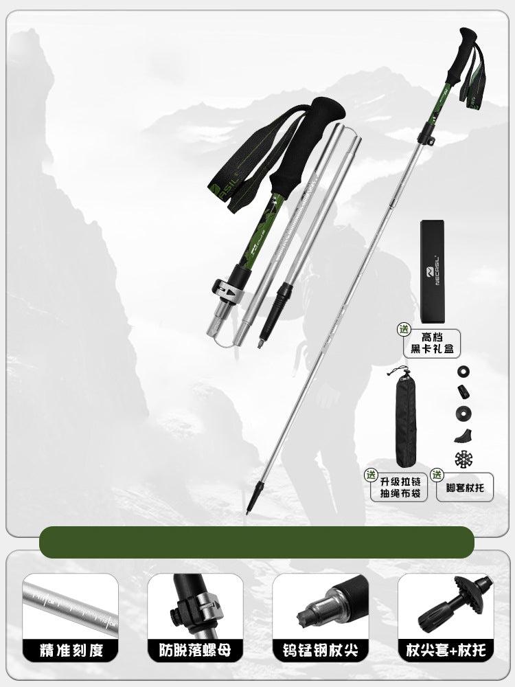 Adjustable aviation aluminum trekking pole with a foldable five-section design and shock-absorbing EVA handle — view 3