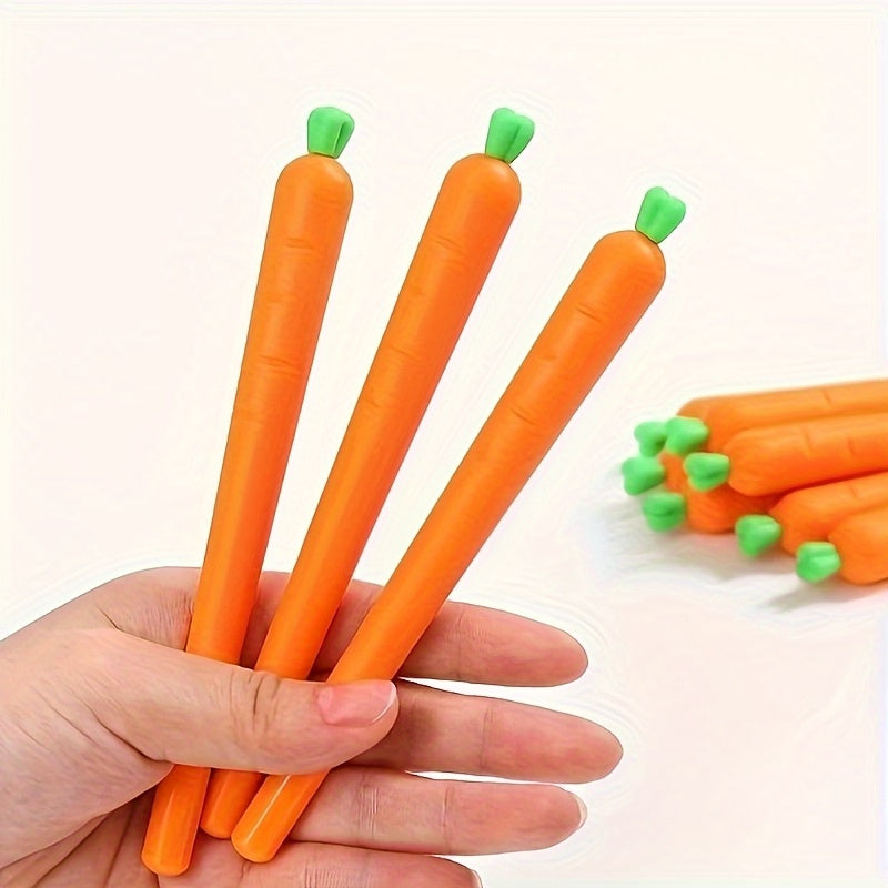 33 piece carrot shaped gel pen set featuring bright orange bodies and green leafy tops — view 4