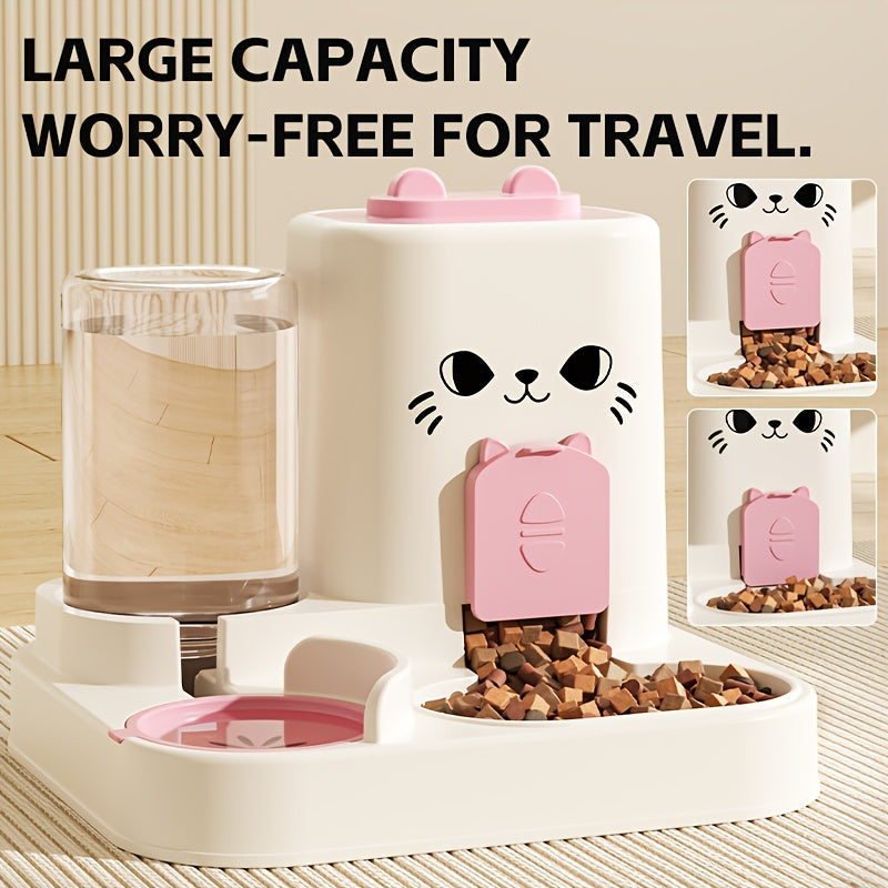 Automatic cat feeder and water dispenser set made of durable plastic for continuous pet hydration — view 2