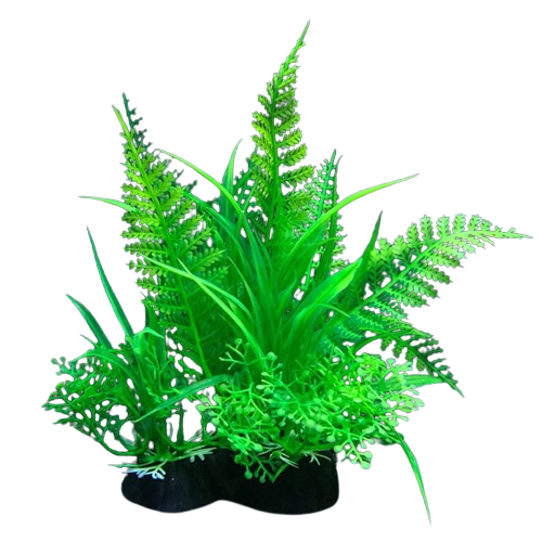 Artificial aquarium decor plant in vibrant green with realistic leaves for fish tank decoration