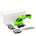 Cordless 2-in-1 grass shear and hedge trimmer in green with handheld USB rechargeable design