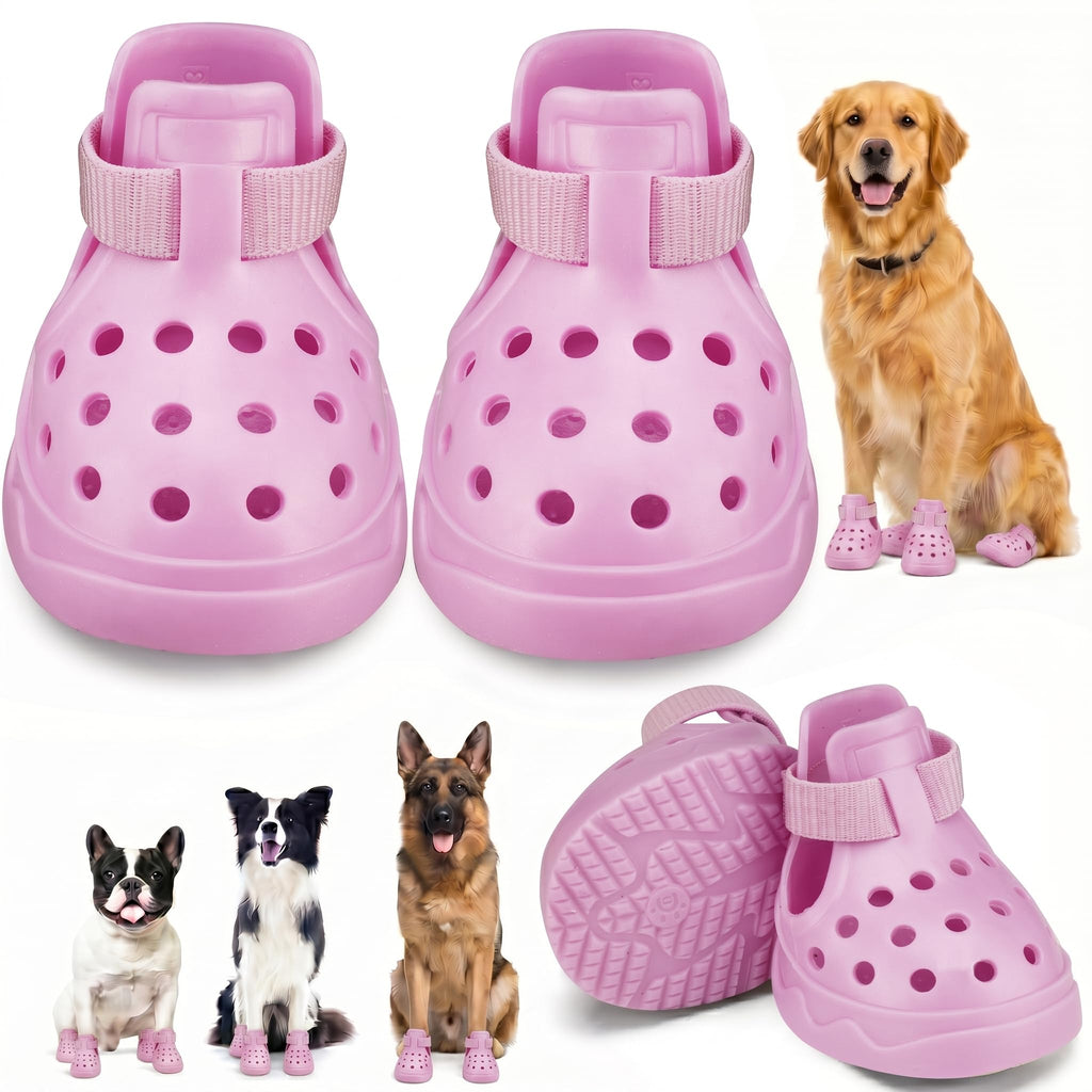 Waterproof rubber dog shoes with adjustable velcro straps and anti-slip soles for outdoor pet protection — view 4