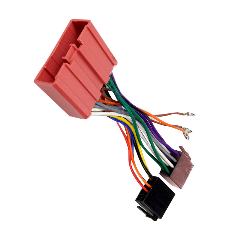 Car stereo wiring harness ISO adapter featuring a durable molded ABS plastic connector and pre-stripped cables — view 2