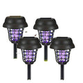 Four pack of black solar mosquito killer lights with UV technology for outdoor bug control
