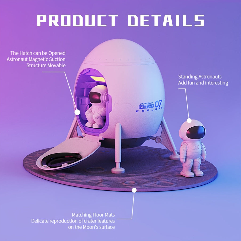 Astronaut galaxy projector night light made of white plastic featuring magnetic figures and lunar mat — view 3