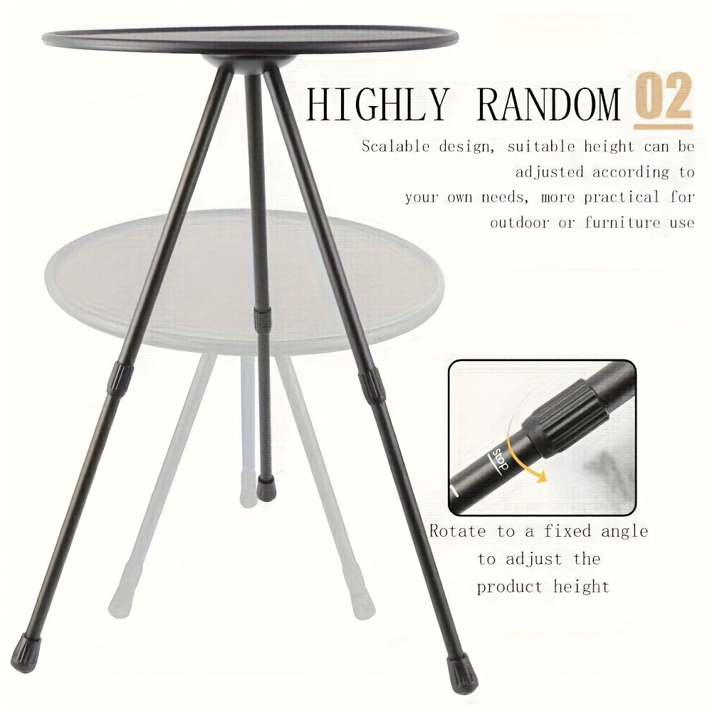 Portable round camping table with tripod base and fabric storage bag for outdoor adventures. — view 5