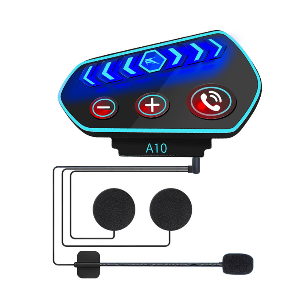 Wireless motorcycle helmet headset device with waterproof casing and built in flashing safety light — view 2