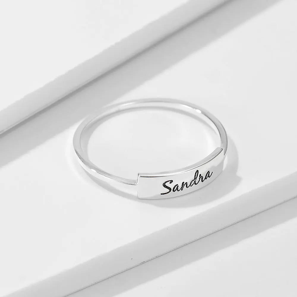 Personalized Full Silver Name-1 Ring in polished S925 sterling silver custom jewelry — view 5