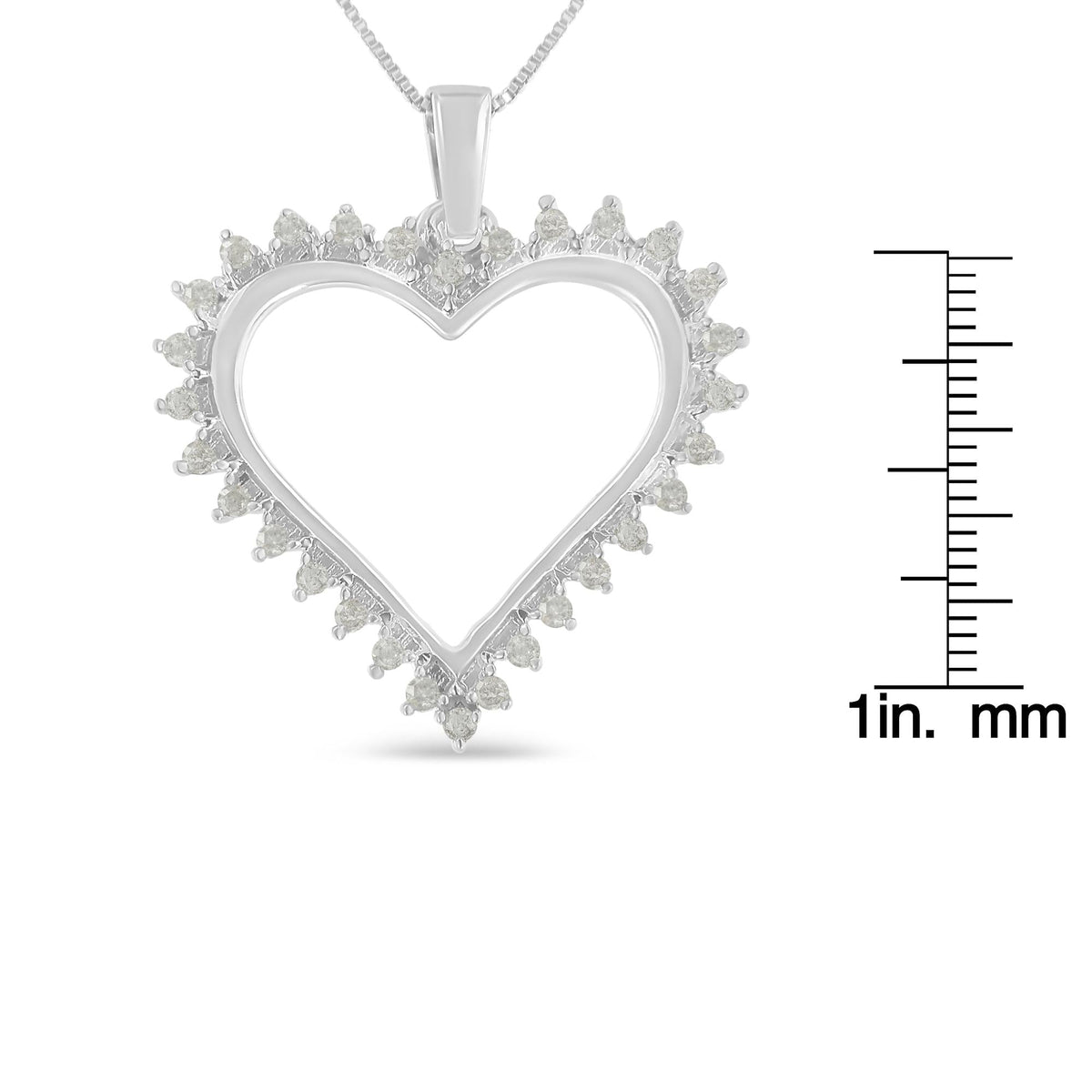 .925 Sterling Silver 1/4 cttw 3-Prong Diamond Open Heart 18" Pendant Necklace (I-J Color, I3 Clarity)-4