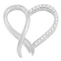 .925 Sterling Silver 1/4 cttw Round Cut Diamond Ribbon and Heart Accent Pendant Necklace (H-I, I2-I3)-0
