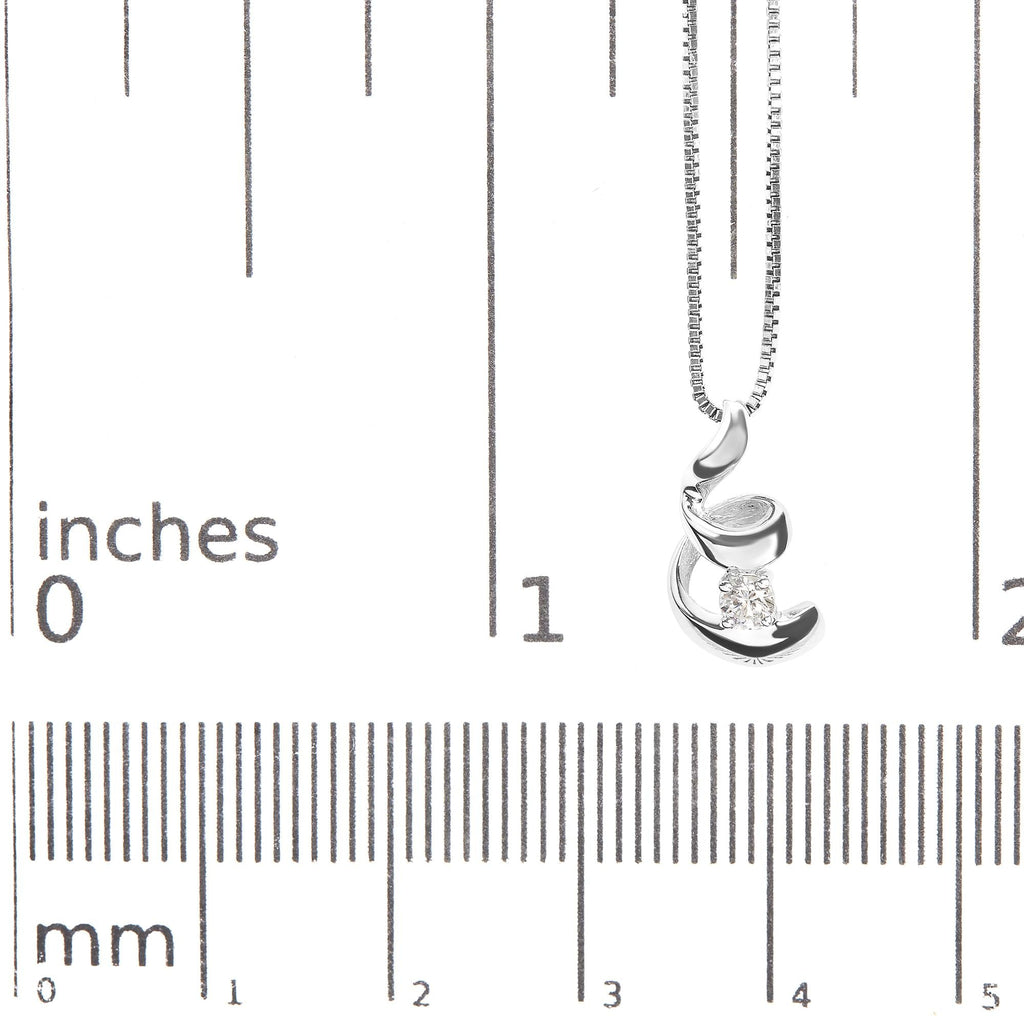 10K White Gold 1/10 Cttw Diamond Solitaire Spiral 18" Pendant Necklace (I-J Color, I2-I3 Clarity)-4