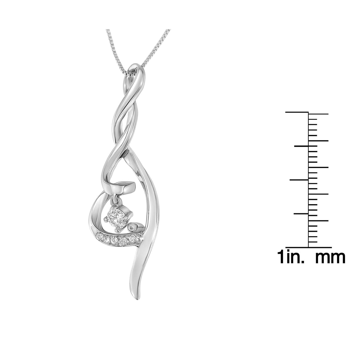 Espira 10K White Gold 1/10 cttw Diamond Swirl Pendant Necklace (I-J, I1-I2)-4