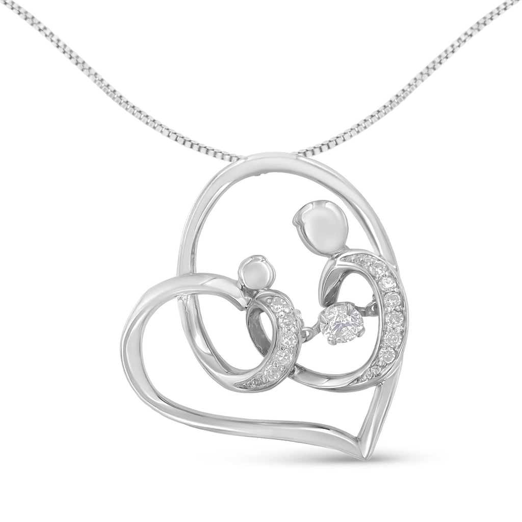 .925 Sterling Silver 1/6 cttw Diamond Heart Pendant Necklace (H-I, I1-I2)-0