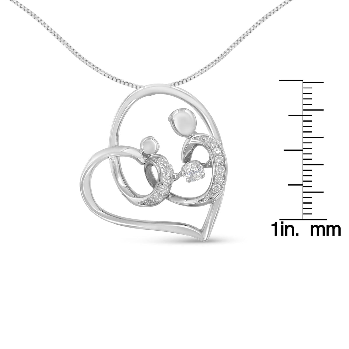 .925 Sterling Silver 1/6 cttw Diamond Heart Pendant Necklace (H-I, I1-I2)-4