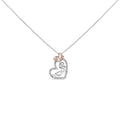 Two Tone .925 Sterling Silver 1/5 cttw Diamond "Mom" and Heart Pendant Necklace (H-I, I1-I2)-0