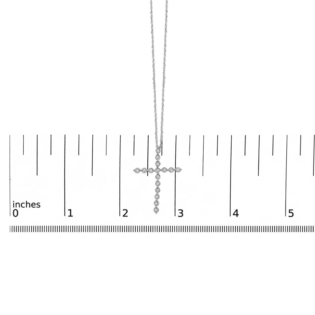 .925 Sterling Silver 1/6 Cttw Brilliant-Cut Diamond Miracle-Set Shared Prong Cross 18" Pendant Necklace (I-J Color, I2-I3 Clarity)-4