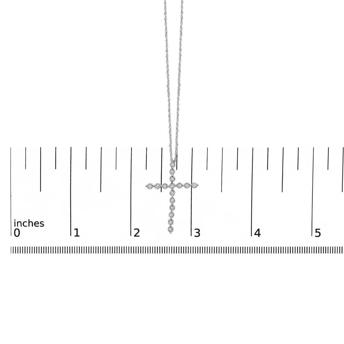 .925 Sterling Silver 1/6 Cttw Brilliant-Cut Diamond Miracle-Set Shared Prong Cross 18" Pendant Necklace (I-J Color, I2-I3 Clarity)-4