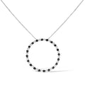 .925 Sterling Silver 2.0 Cttw Alternating Black and White Diamond Open Hoop Circle Pendant Necklace (H-I Color, I2-I3 Clarity) - 18" Inches-0