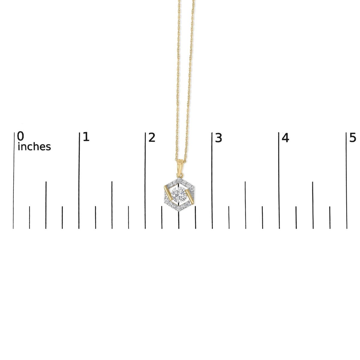 10K Yellow Gold Plated .925 Sterling Silver 1.0 Cttw Lab Grown Diamond Hexagon Halo Pendant Necklace-4