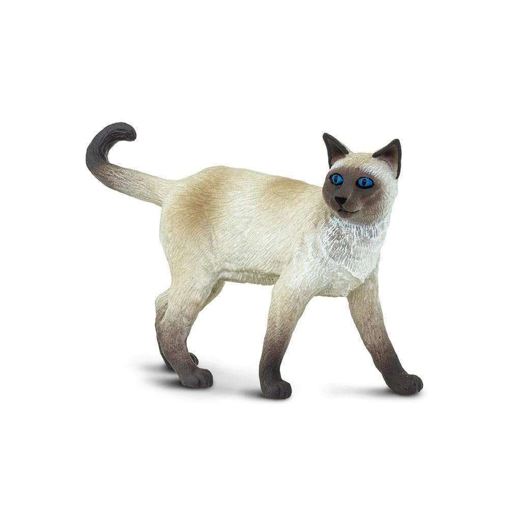 Siamese cat toy figurine with cream and dark brown pointed coat and blue eyes — view 2