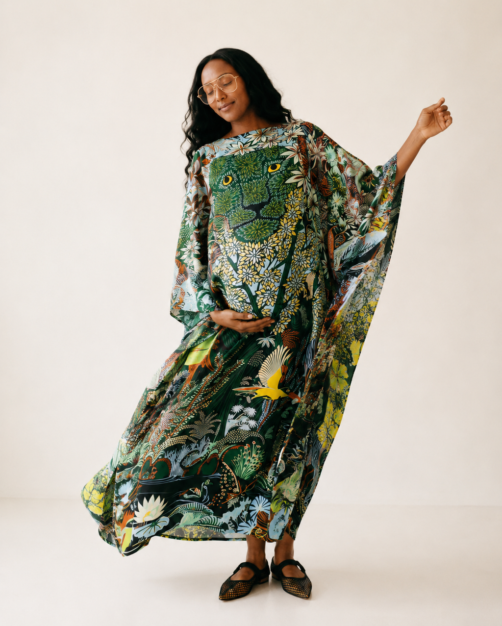 Limitless Twill Silk Printed Kaftan-0