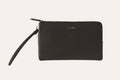 Large pebble leather wristlet wallet with double zipper compartments and card slots for women