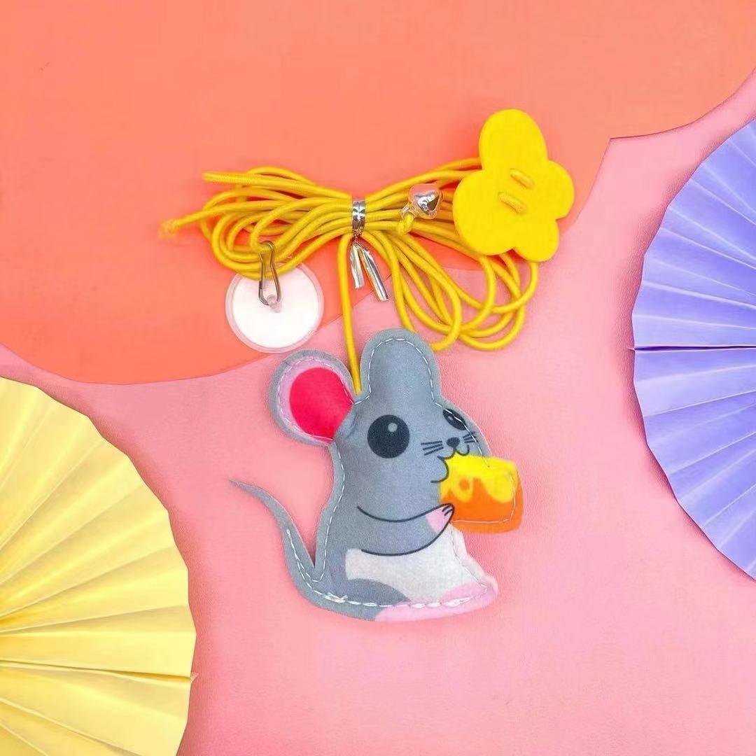 Interactive swing cat toy with bouncing polyester ball, elastic rope, and natural feather attachments — view 5