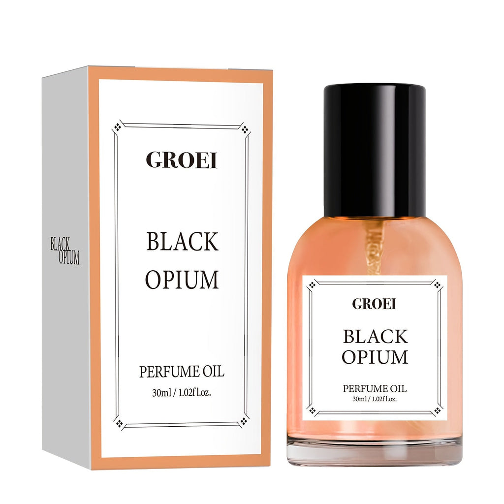 30ml Black Opium perfume oil for women in an elegant compact BPA-free glass bottle