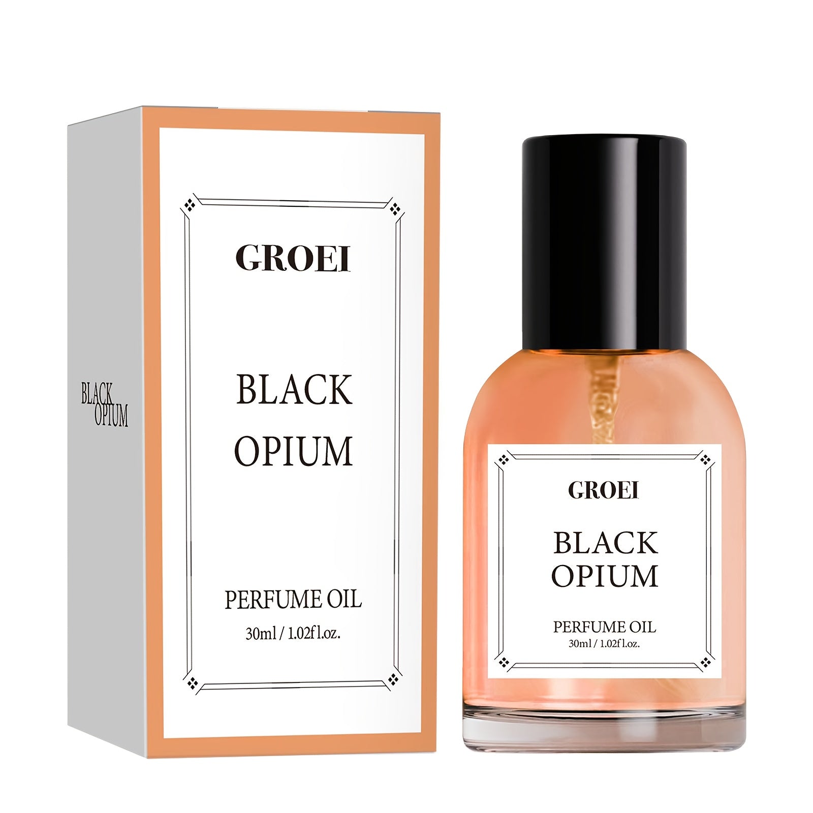 30ml Black Opium perfume oil for women in an elegant compact BPA-free glass bottle