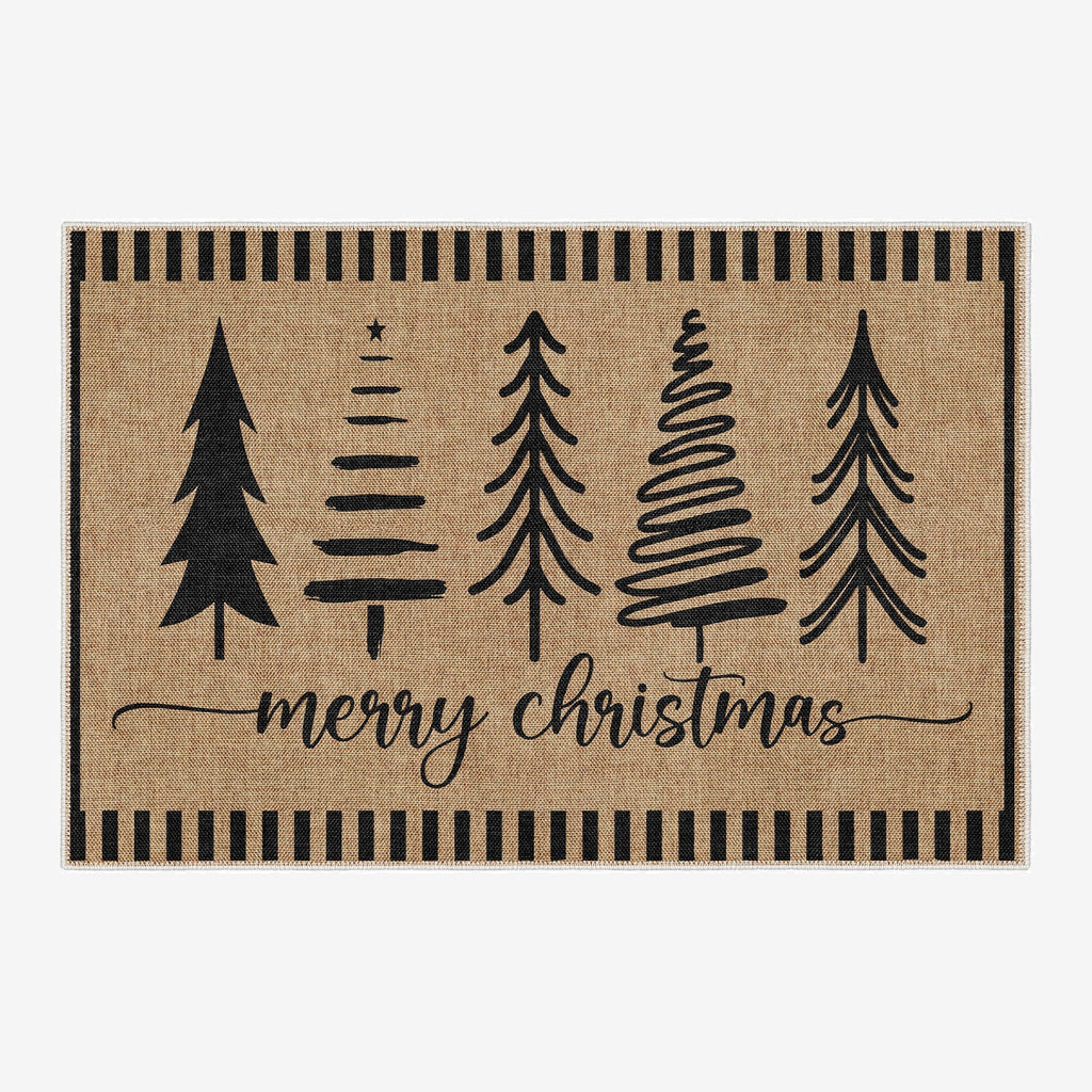 Vermont Christmas doormat in a vintage woven cotton chenille design with a safe non-slip base