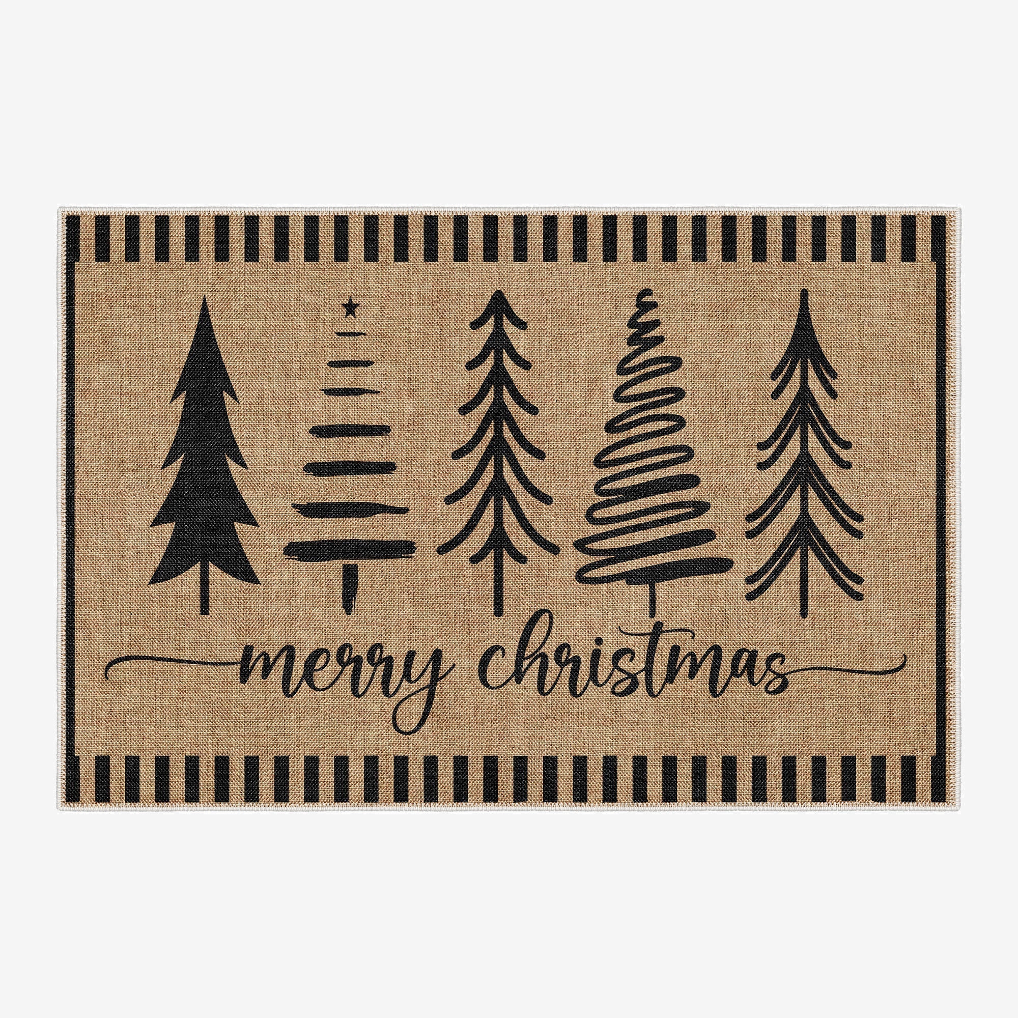 Vermont Christmas doormat in a vintage woven cotton chenille design with a safe non-slip base