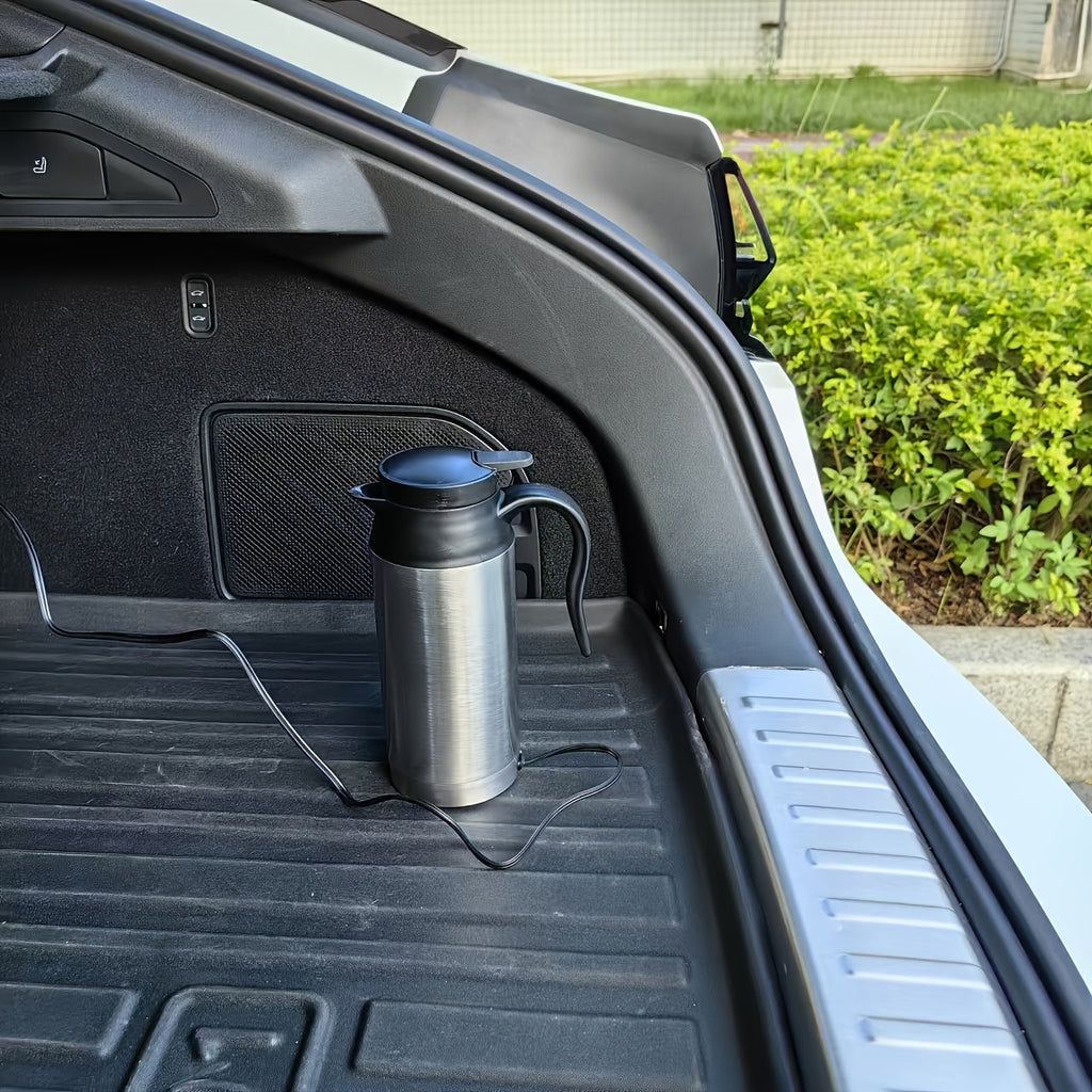 Stainless steel portable car electric kettle for travel with anti-scald exterior and car plug — view 4