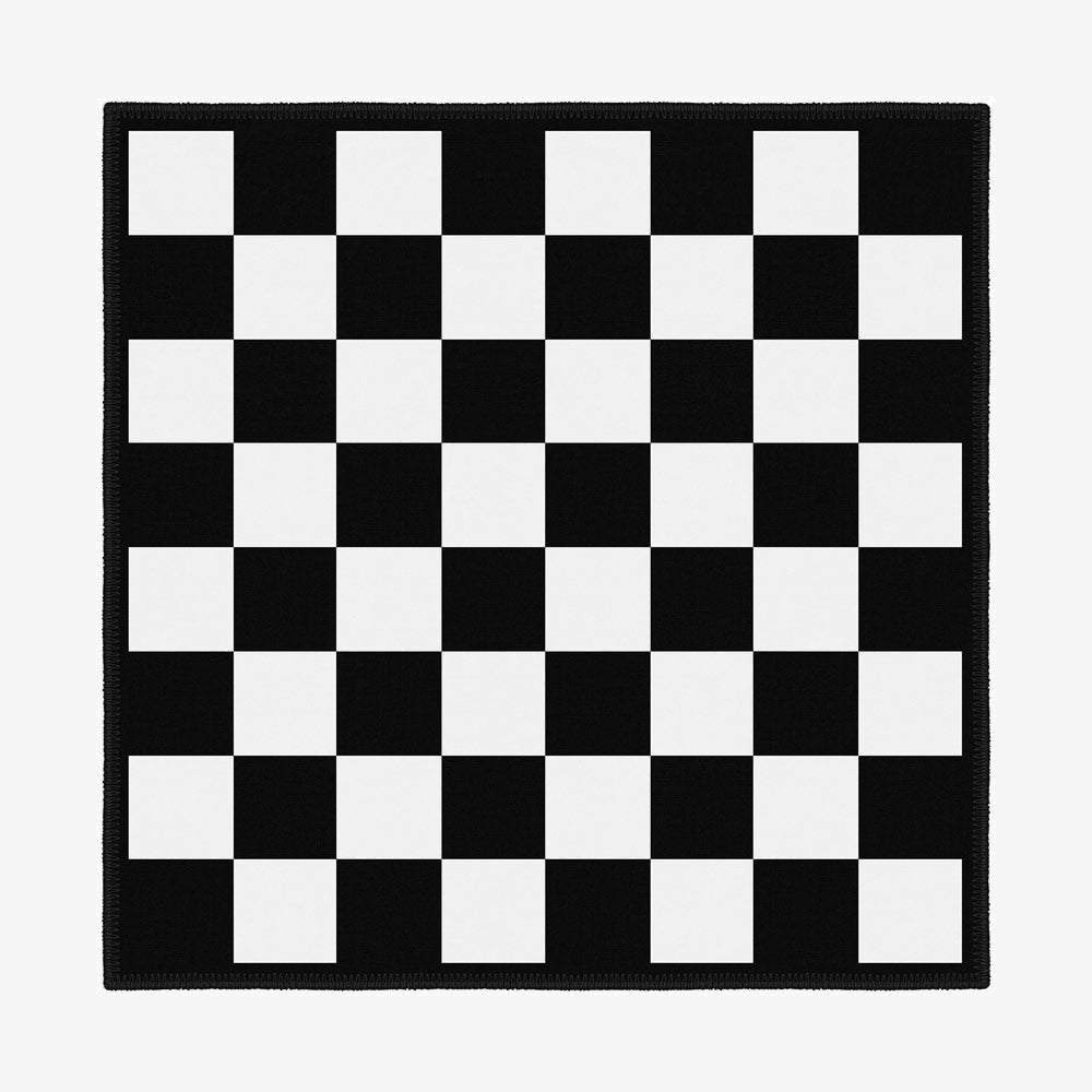 Black and white checkered chess area rug for modern game rooms and living spaces