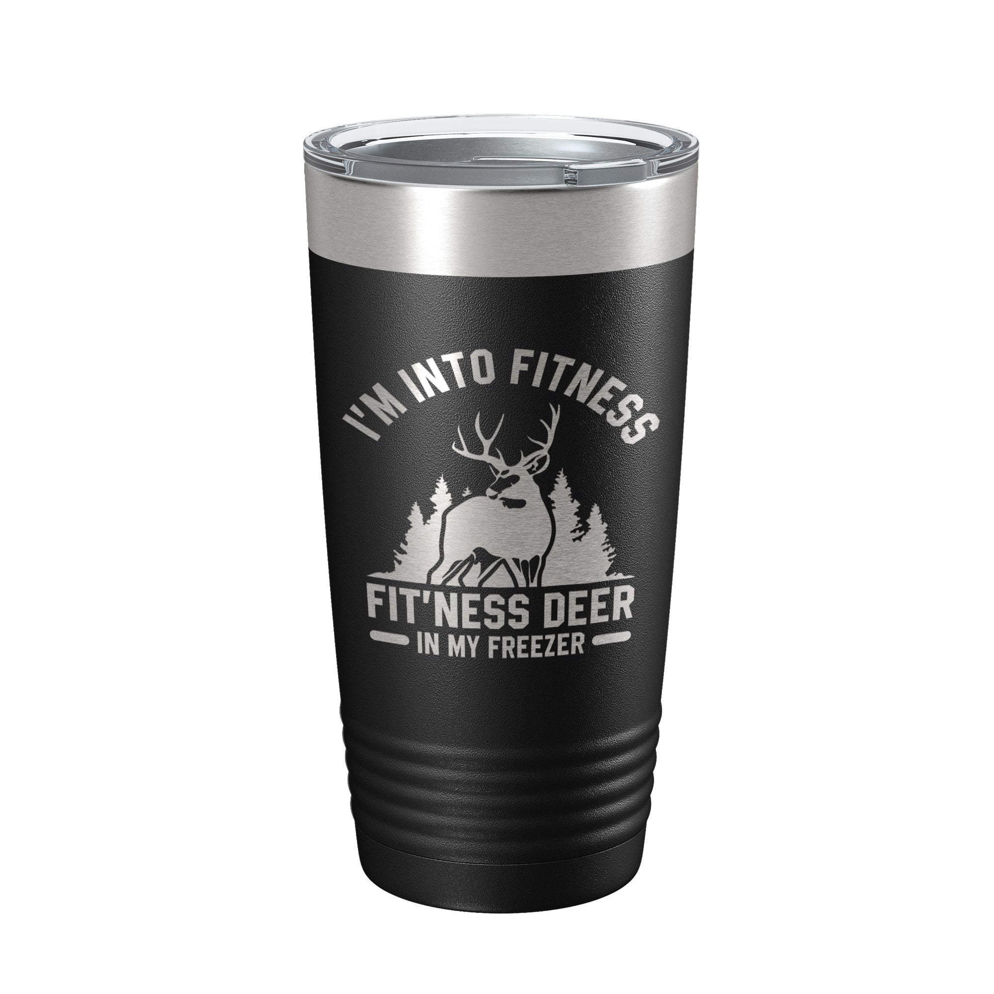 Funny deer hunter laser engraved stainless steel 20oz travel tumbler with clear lid