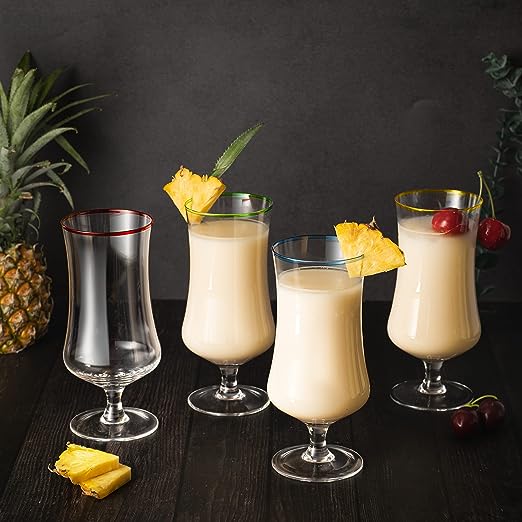 Four 16oz clear glass spiral vampire cocktail glasses for Pina Coladas and tropical drinks — view 3