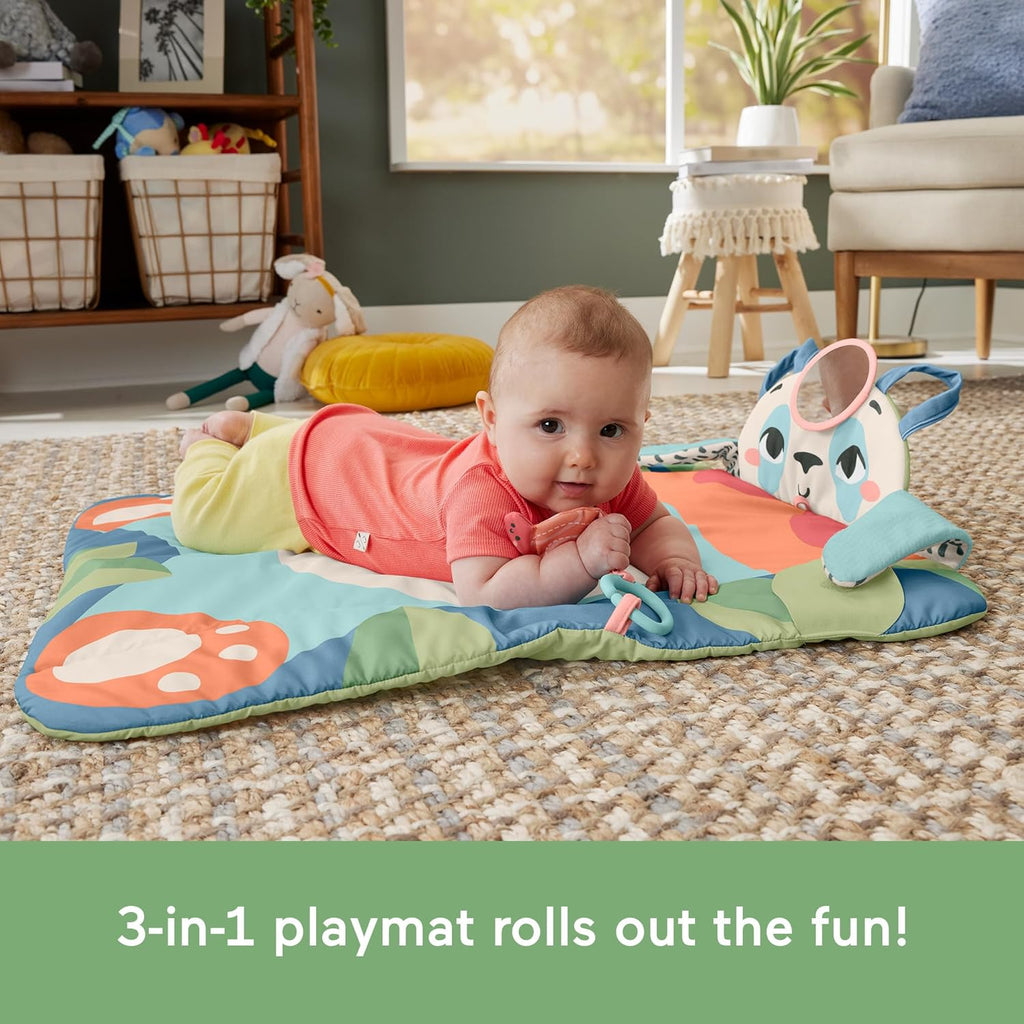 Fisher-Price Roly-Poly Panda play baby activity mat with high-contrast face and crinkle toy — view 3