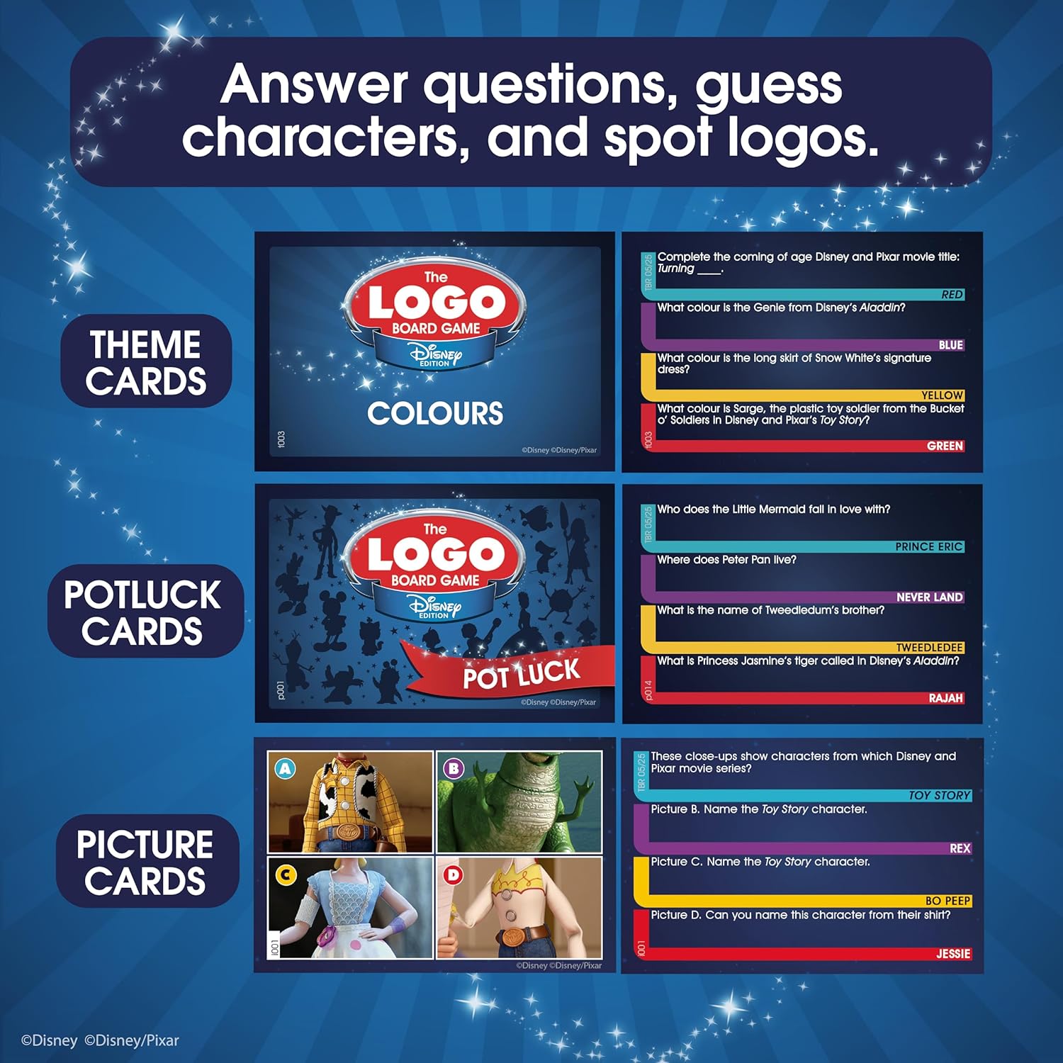 LOGO Disney Board Game box and playing board with colourful trivia cards and character pieces — view 3