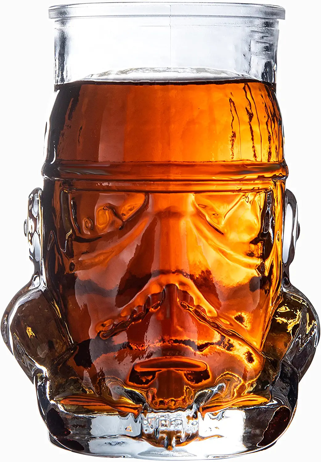Glass blaster force gun whiskey decanter set with four glasses on a mahogany wood display base — view 5