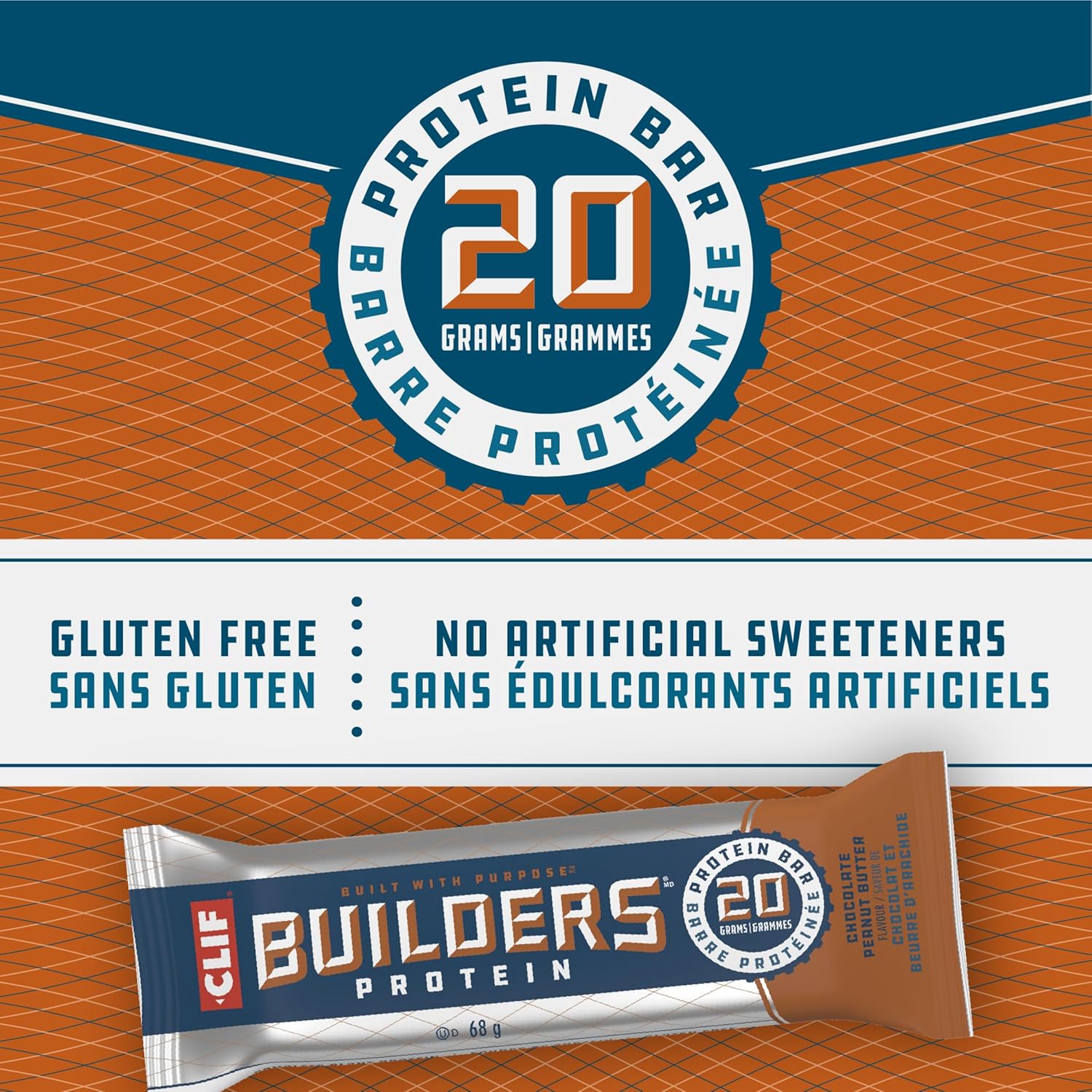 Clif Builders chocolate peanut butter protein bars 12 pack box with 20g plant protein — view 5