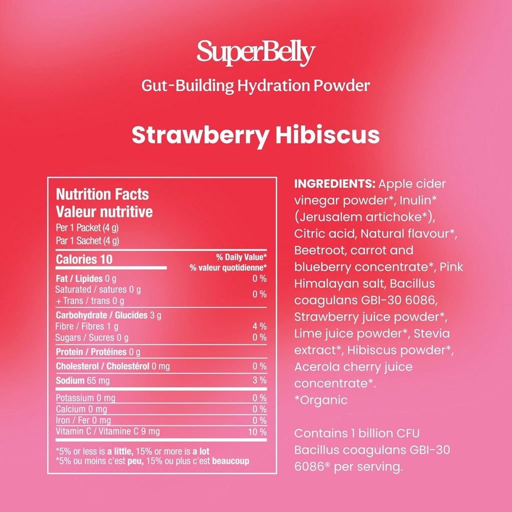 Blume Strawberry Hibiscus SuperBelly hydration packets, fifteen sticks of electrolyte drink mix. — view 5