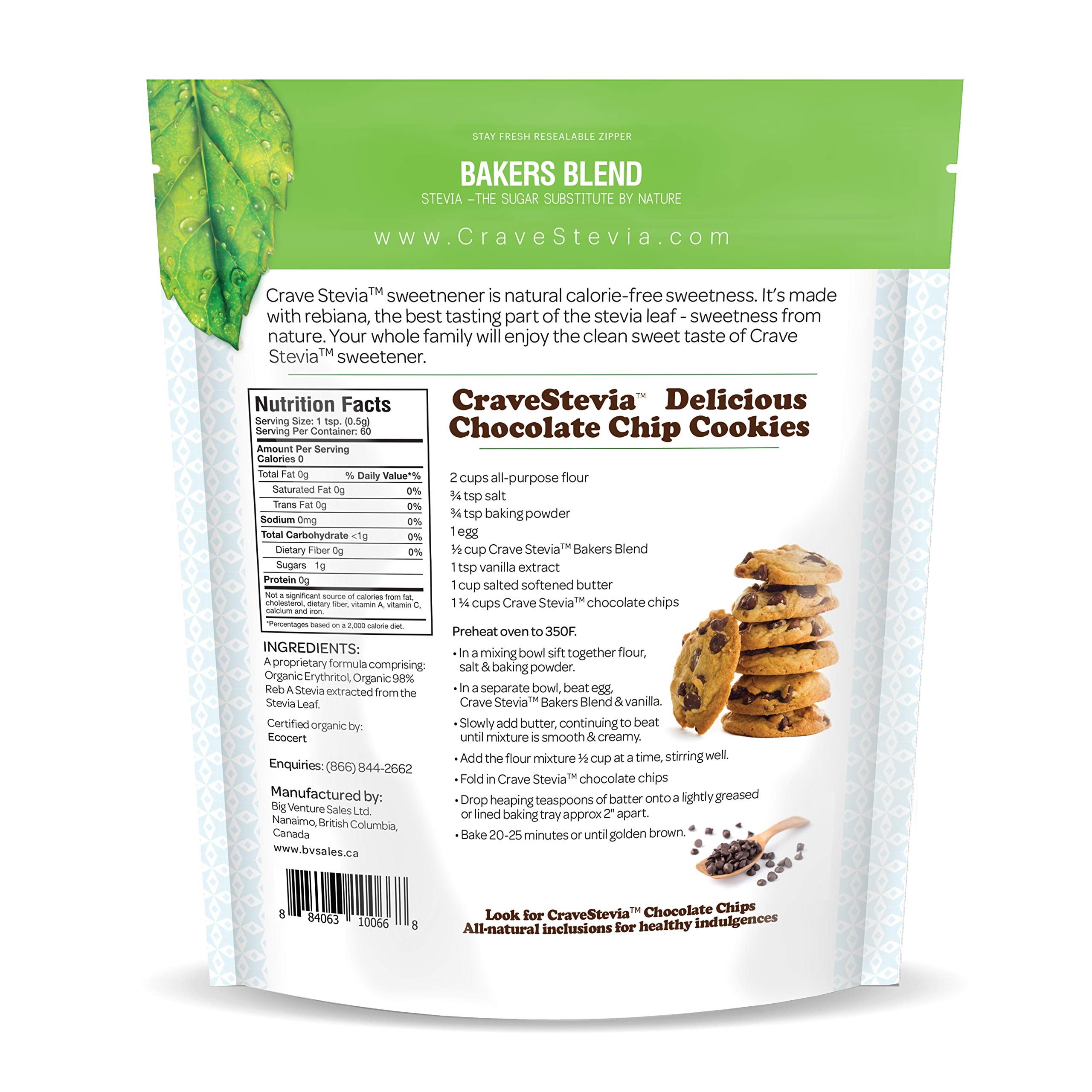 Organic calorie-free stevia baking blend in a 380g package for healthy guilt-free cooking and baking — view 2