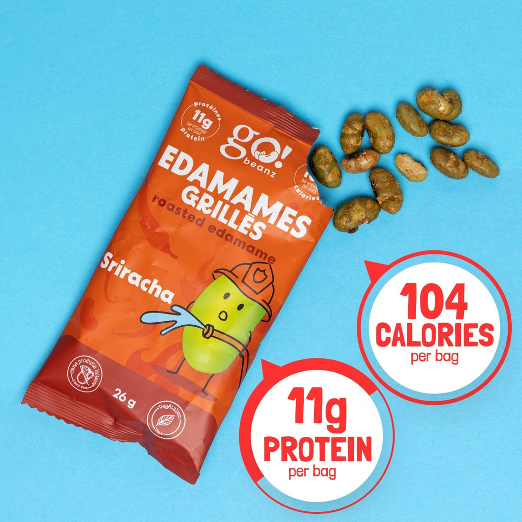 Sriracha roasted edamame snack packs by GoBeanz in vibrant individual bags for easy on-the-go snacking. — view 5