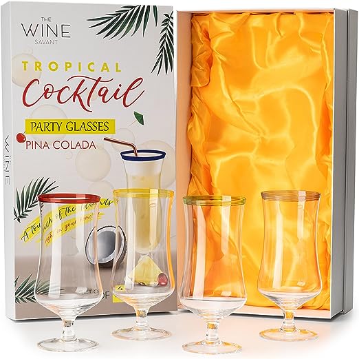 Four 16oz clear glass spiral vampire cocktail glasses for Pina Coladas and tropical drinks — view 5