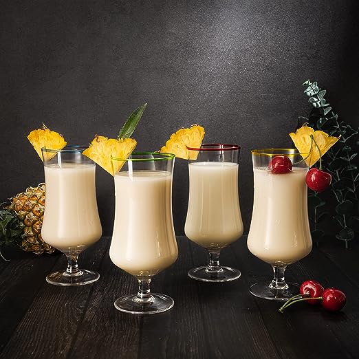 Four 16oz clear glass spiral vampire cocktail glasses for Pina Coladas and tropical drinks — view 2