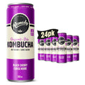 Remedy black cherry kombucha in 355ml cans featuring a crisp and sugar-free beverage profile